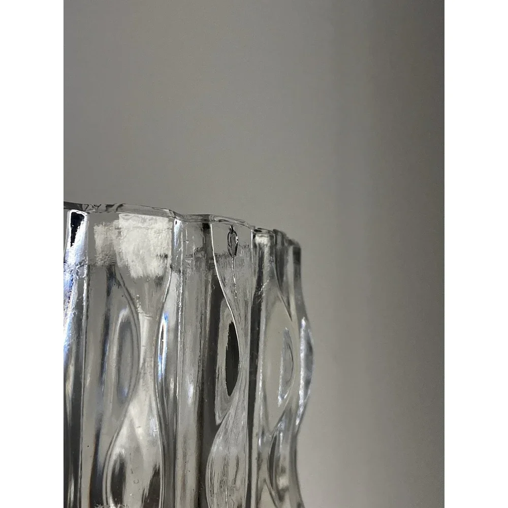 Vintage‎ Fidenza Vetraria Italy Glass Vase MCM Wavy Pressed Scallop 9